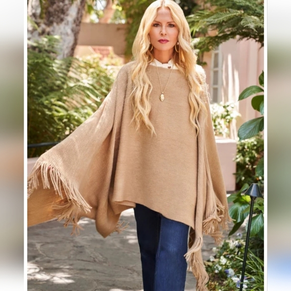 Shiraleah Sweaters - SHIRALEAH| Womens tan ponch| size OS